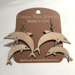 EARRINGS - Wood DOLPHINS - Recycled Wood